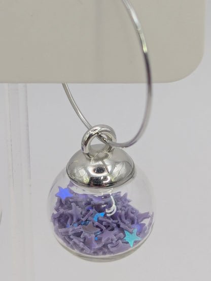 Lavender Glitter Globes on Large Steel Hoops