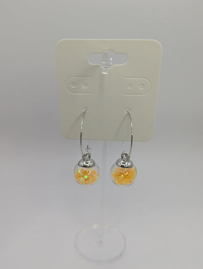 Yellow Glitter Globes on Large Steel Hoops