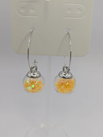 Yellow Glitter Globes on Large Steel Hoops