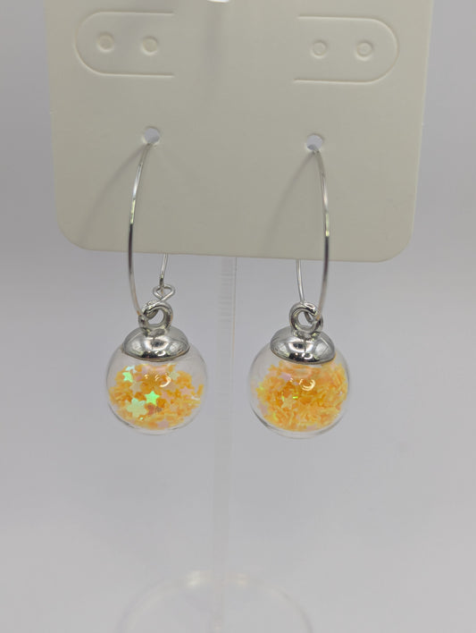 Yellow Glitter Globes on Large Steel Hoops