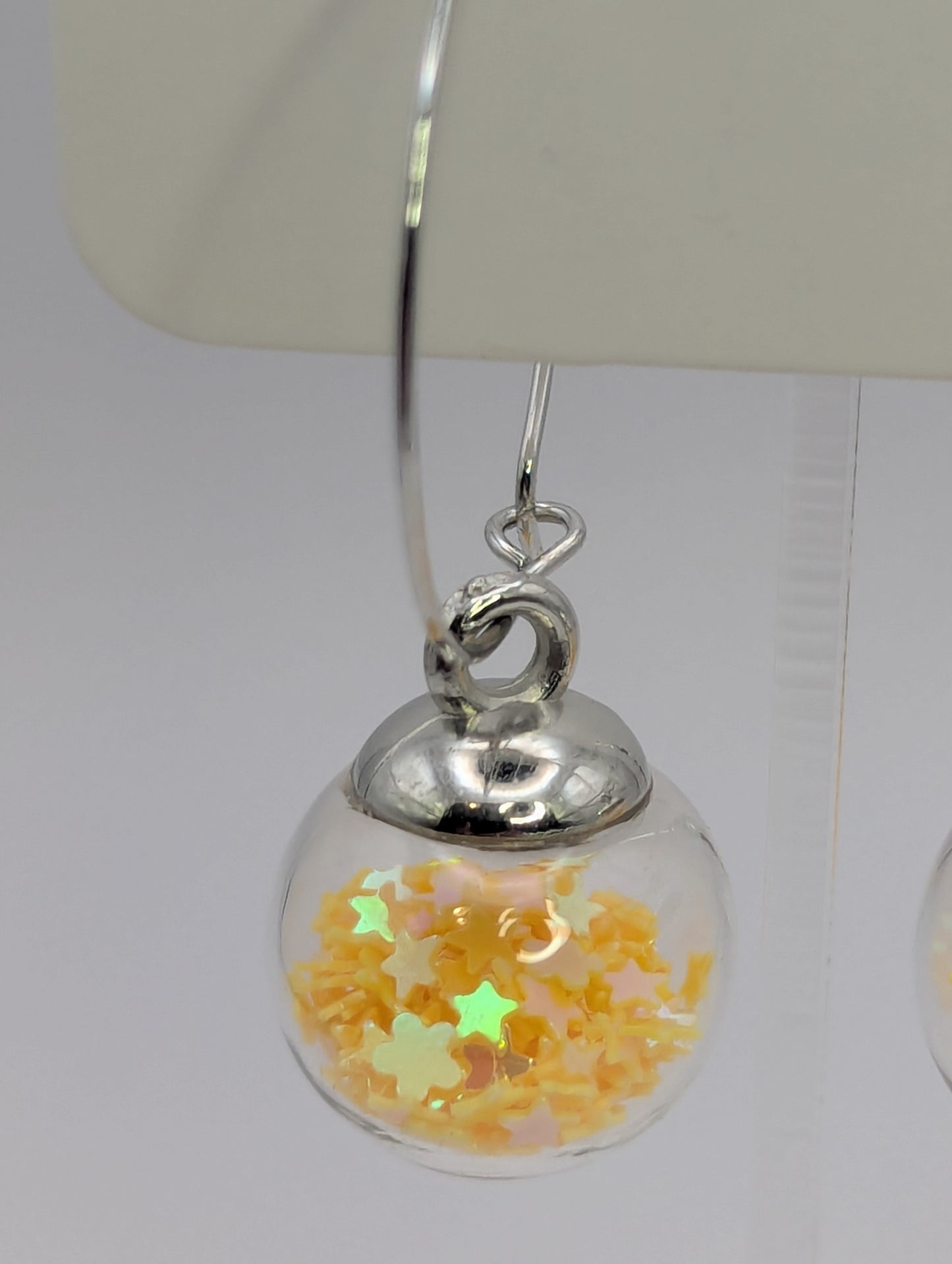 Yellow Glitter Globes on Large Steel Hoops