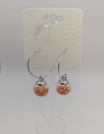 Orange Glitter Globes on Large Steel Hoops