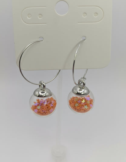 Orange Glitter Globes on Large Steel Hoops