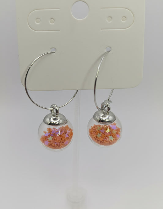Orange Glitter Globes on Large Steel Hoops