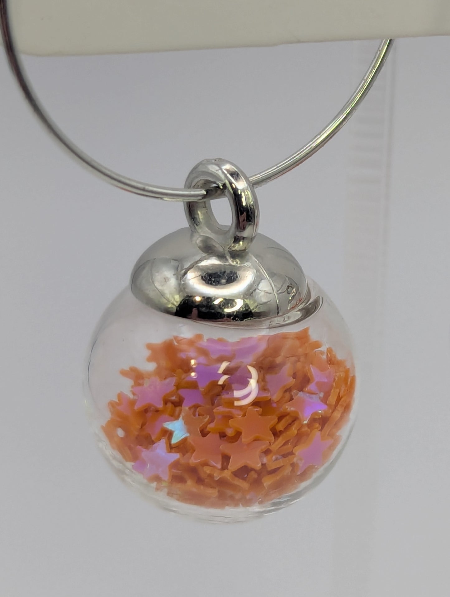 Orange Glitter Globes on Large Steel Hoops