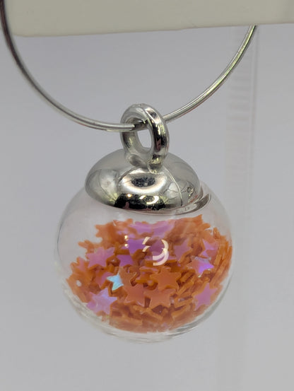 Orange Glitter Globes on Large Steel Hoops