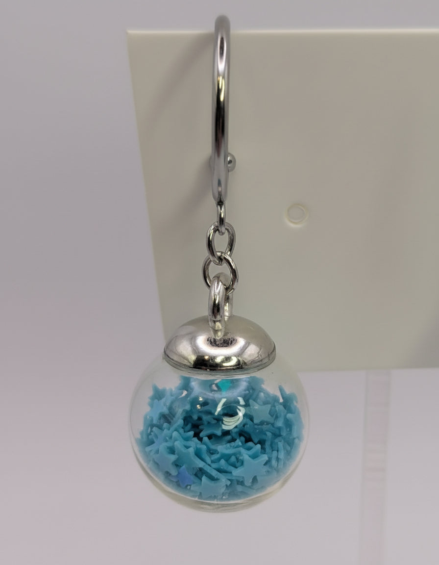 Aquamarine Glitter Globes on Steel Hoops