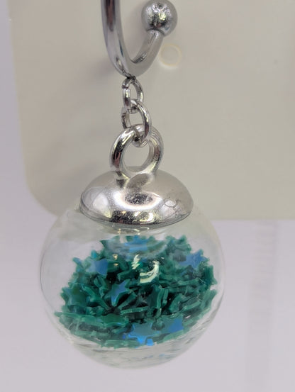 Emerald Glitter Globes on Steel Hoops