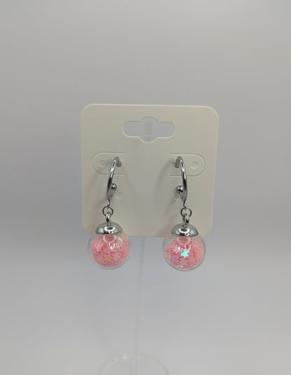 Baby Pink Glitter Globes on Steel Hoops