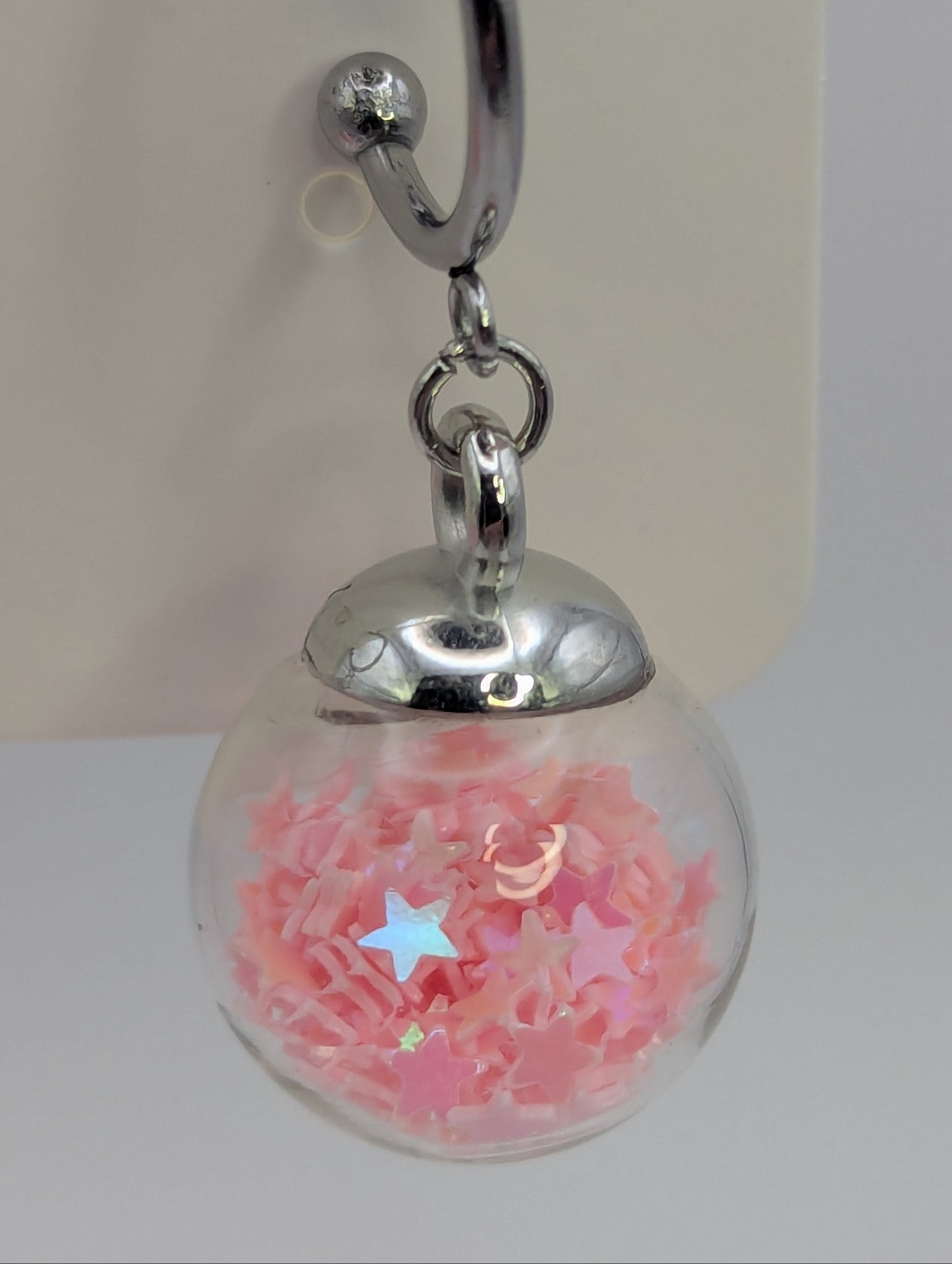Baby Pink Glitter Globes on Steel Hoops