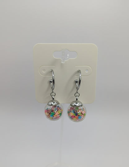 Multicolor Glitter Globes on Steel Hoops