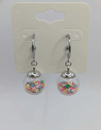 Multicolor Glitter Globes on Steel Hoops