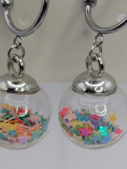 Multicolor Glitter Globes on Steel Hoops
