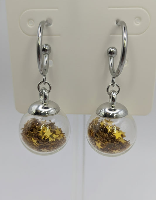Gold Glitter Globes on Steel Hoops