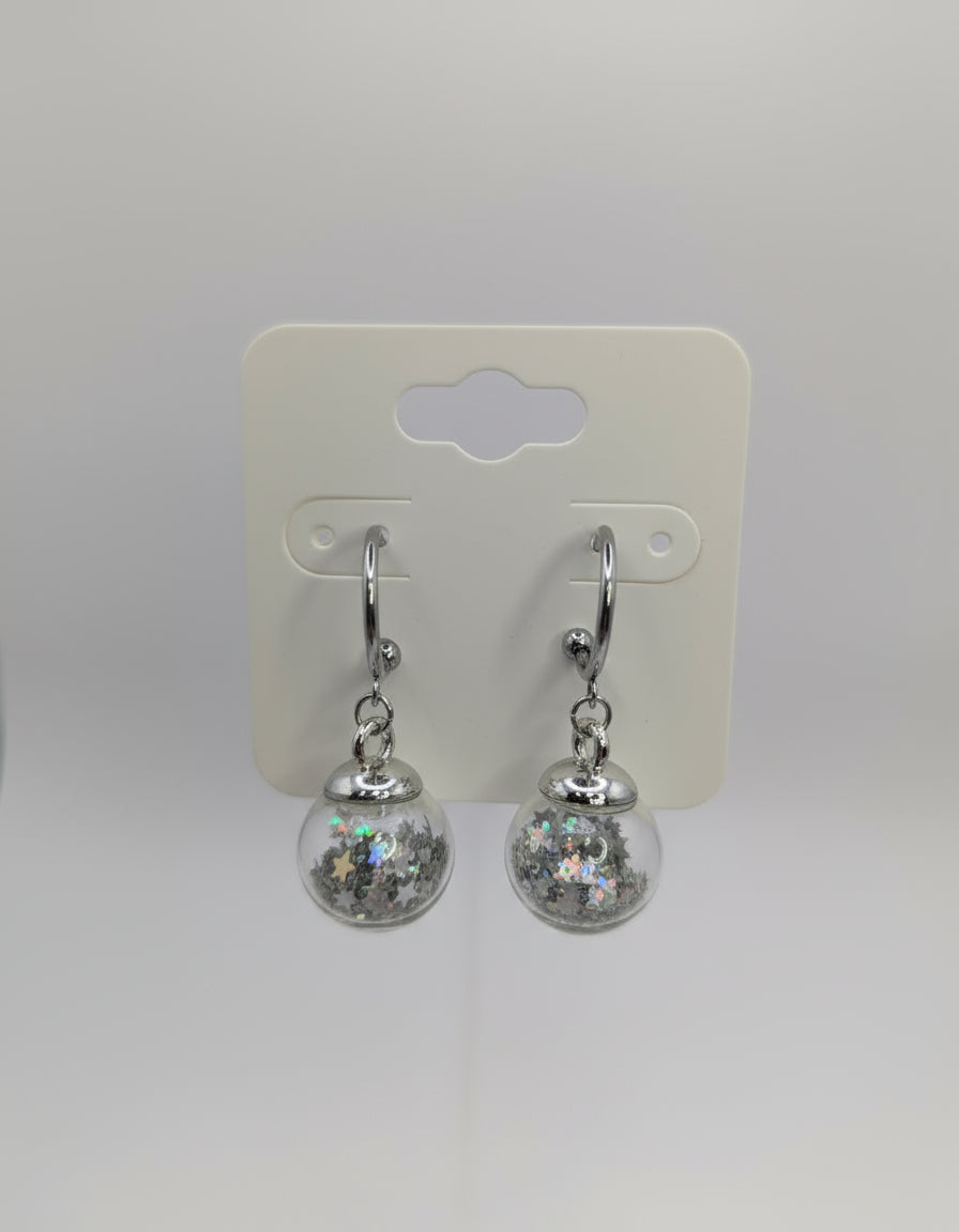 Silver Glitter Globes on Steel Hoops