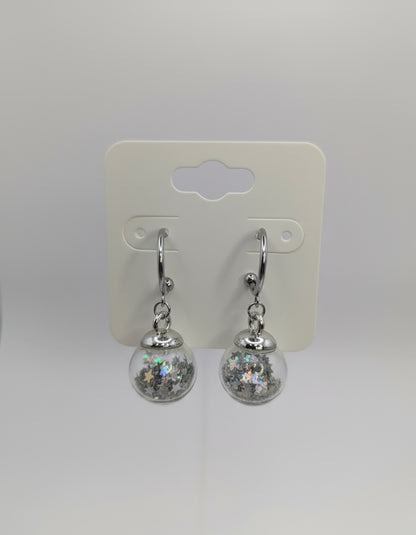 Silver Glitter Globes on Steel Hoops