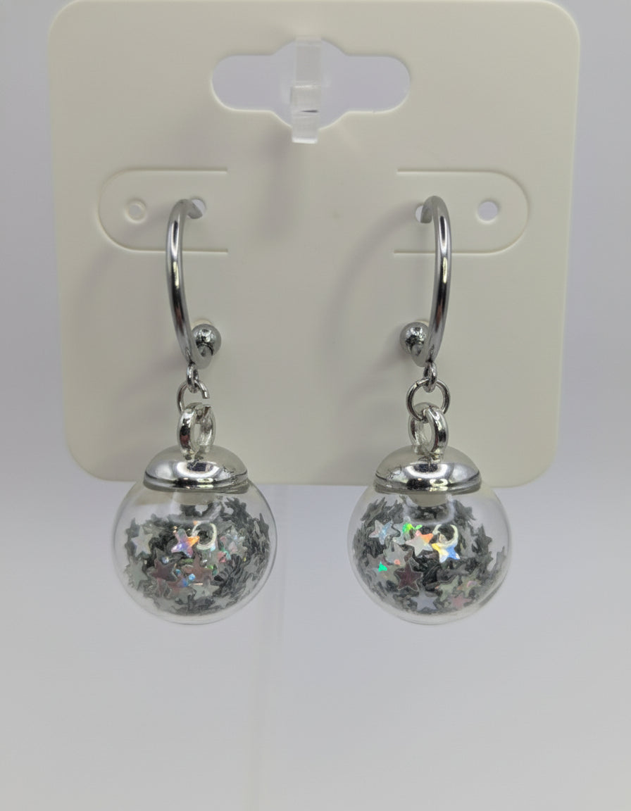 Silver Glitter Globes on Steel Hoops