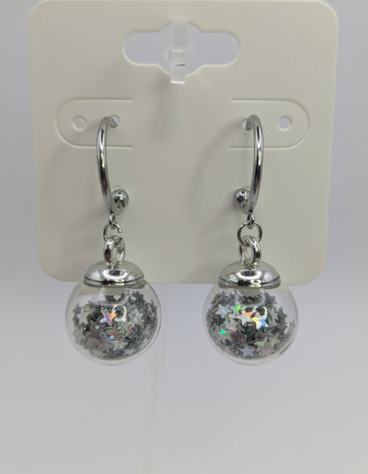 Silver Glitter Globes on Steel Hoops
