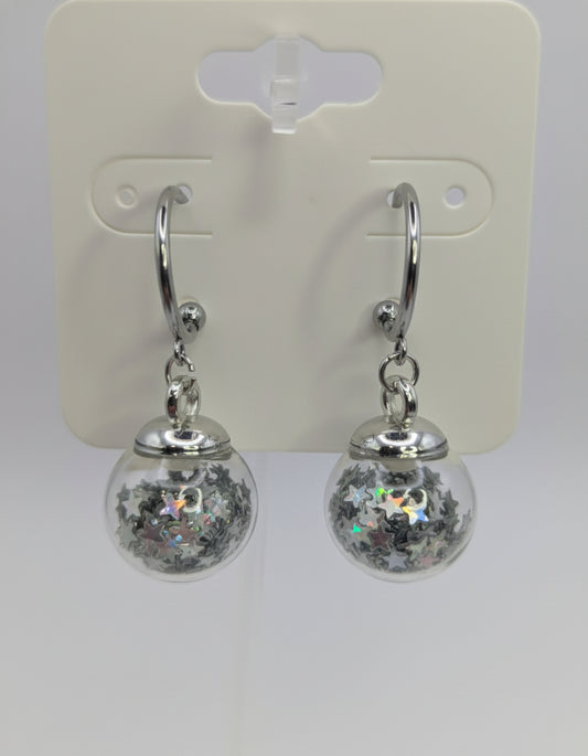 Silver Glitter Globes on Steel Hoops
