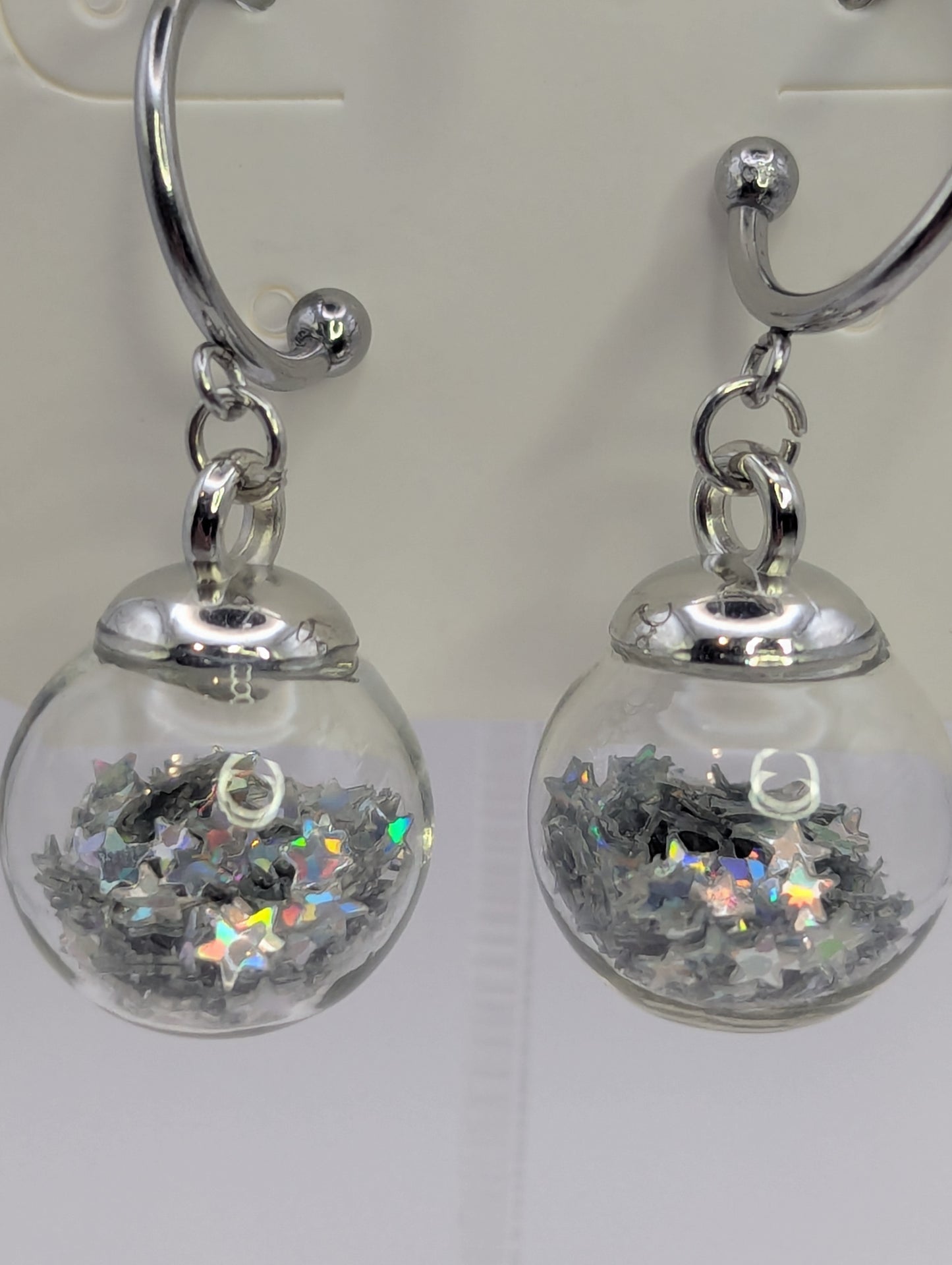 Silver Glitter Globes on Steel Hoops