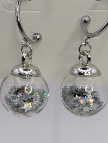 Silver Glitter Globes on Steel Hoops