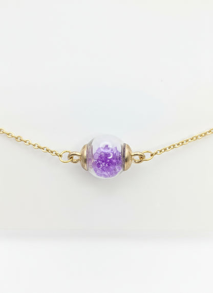 Regal Purple Rhinestone Globe Bracelet on Gold Chain