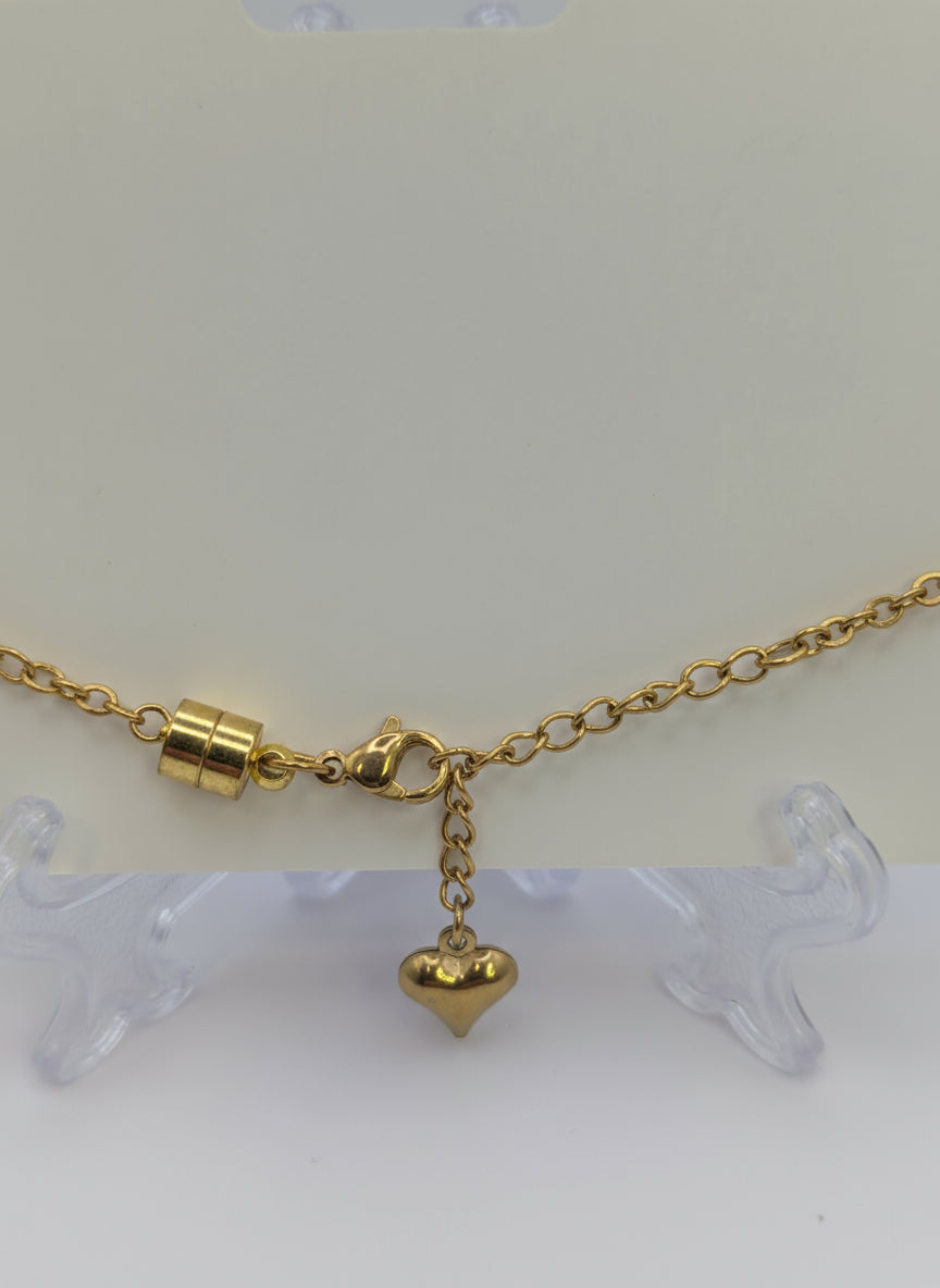 Purple Fleck Glass Globe Bracelet on Adjustable Gold Chain