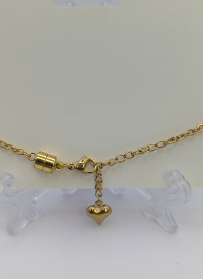 Purple Fleck Glass Globe Bracelet on Adjustable Gold Chain