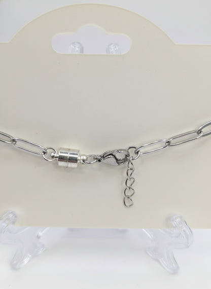 Multicolor Rhinestones Globe on Silver Paperclip Adjustable Bracelet