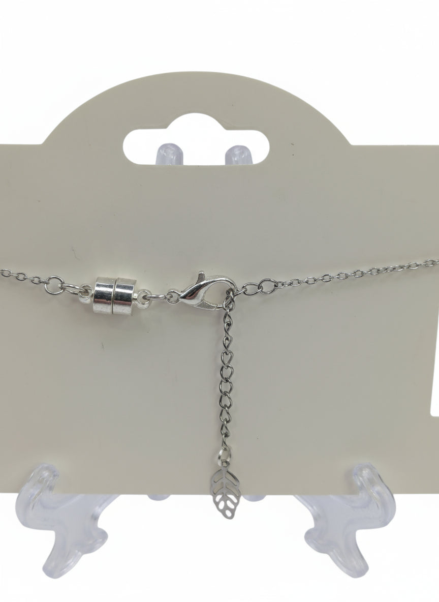 Light Pink Rhinestones Globe on Fine Silver Adjustable Bracelet