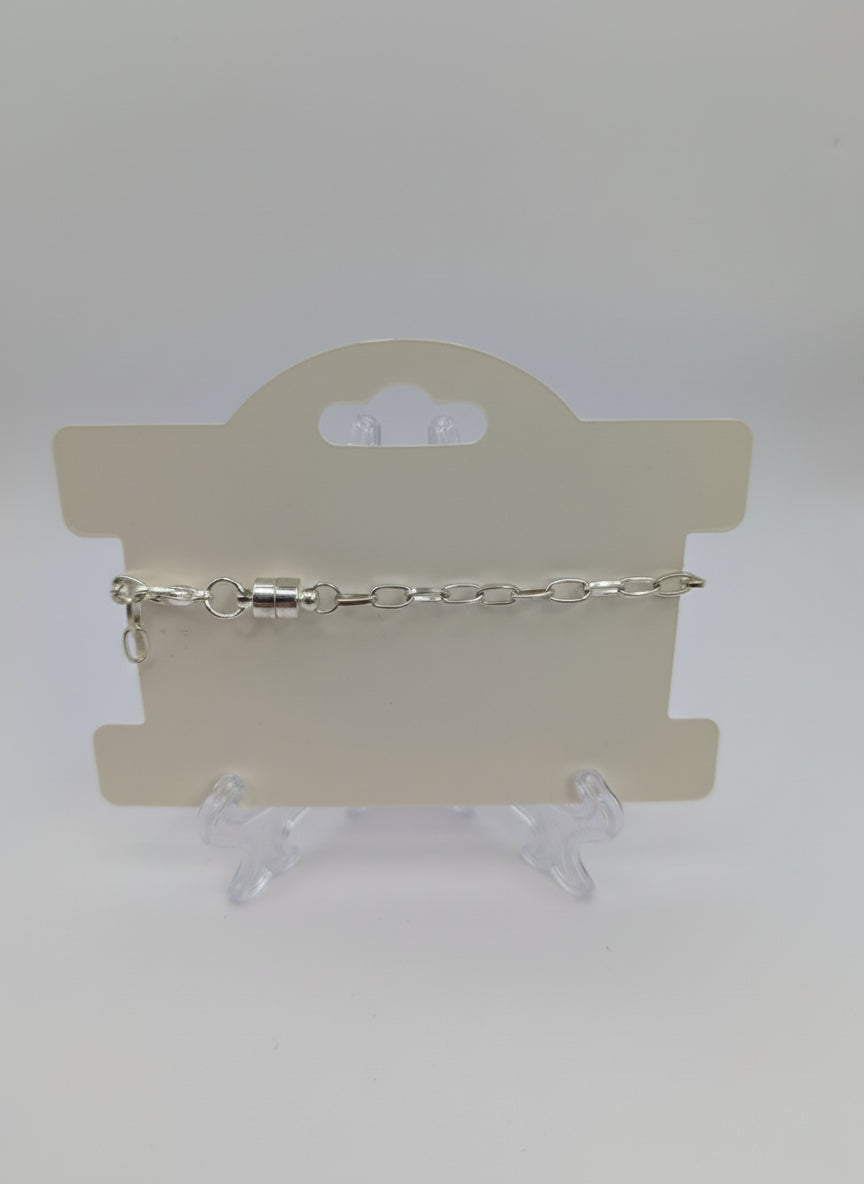 Light Pink Rhinestones Globe on Chunky Silver Adjustable Bracelet