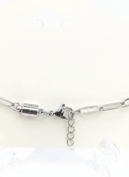 Silver Chunky Glitter Globe on Adjustable Silver Paperclip Bracelet