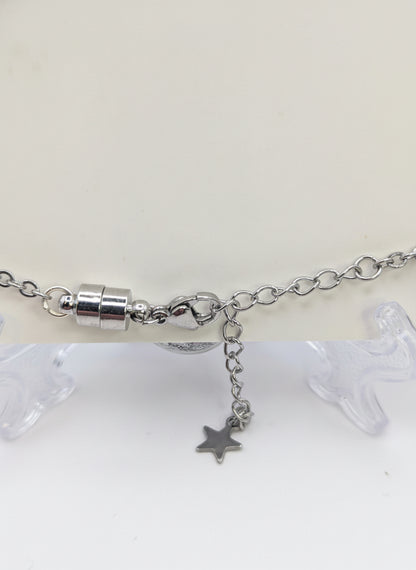 Silver Chunky Glitter Globe on Adjustable Silver Chain Bracelet