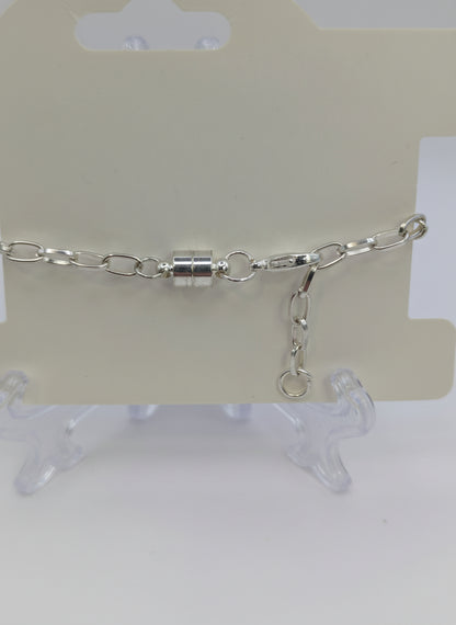 Purple Glitter Globe on Adjustable Silver Chunky Chain Bracelet