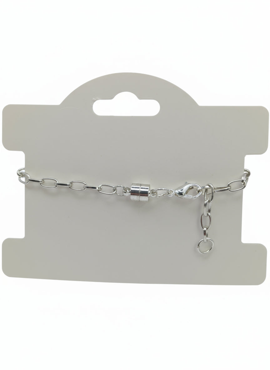 Red Glitter Globe on Adjustable Silver Chunky Chain Bracelet