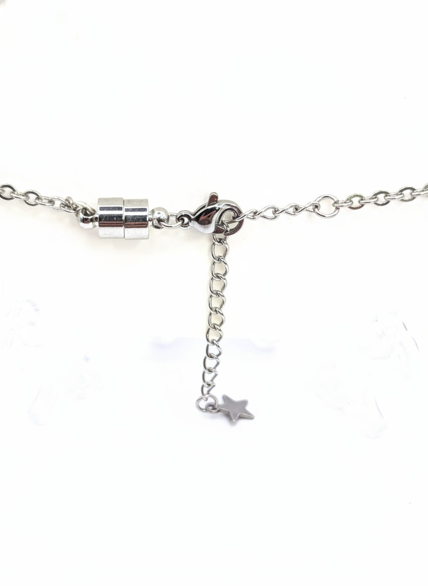 Red Glitter Globe on Adjustable Silver Chain Bracelet