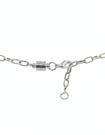Teal Glitter Globe on Adjustable Silver Chunky Chain Bracelet