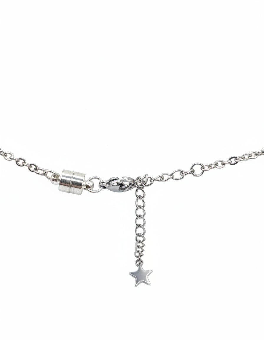 Aquamarine Star Glitter Globe on Adjustable Silver Chain Bracelet