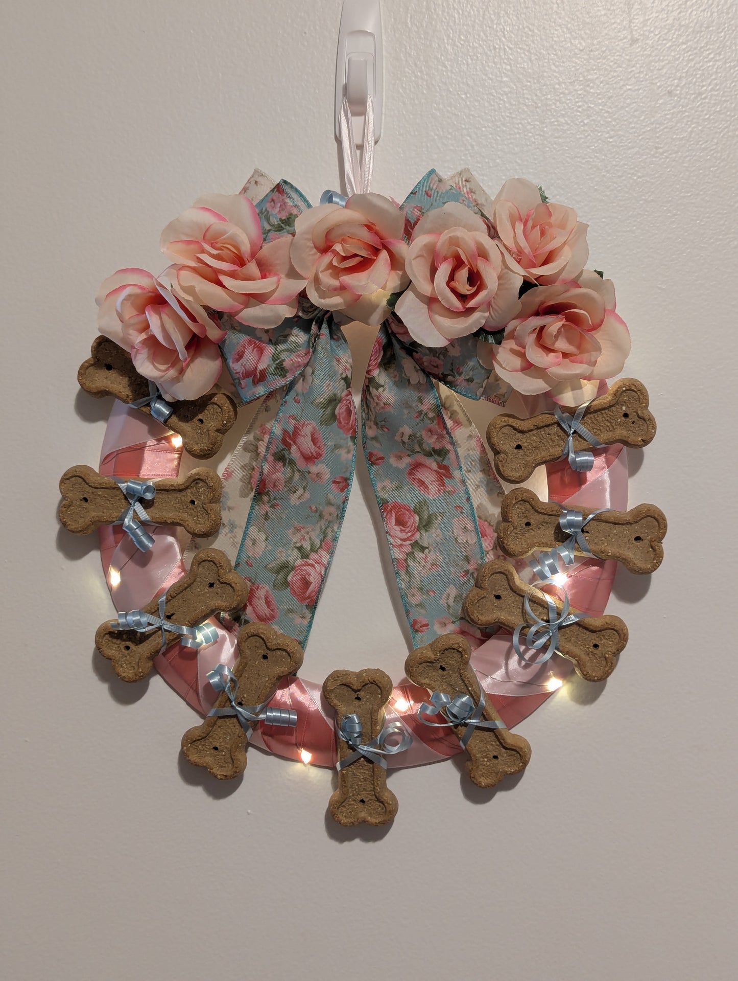 Peach Rose Garden Dog Cookie Wreath