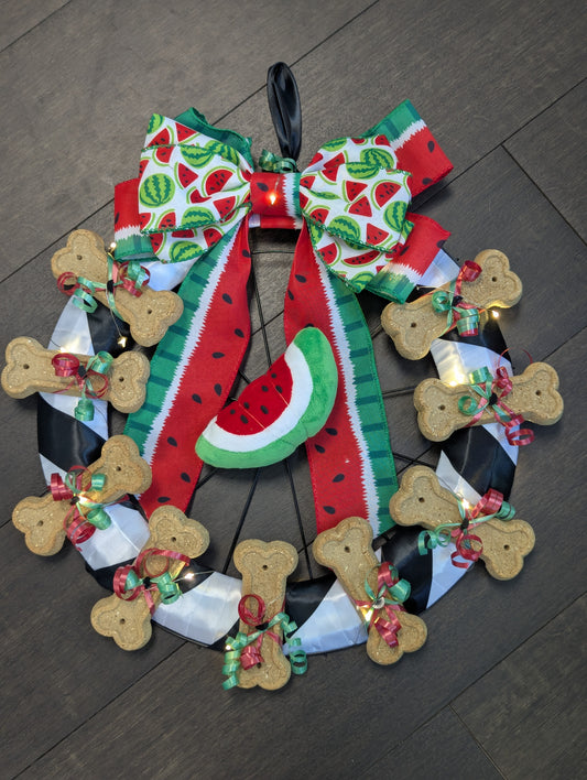 Watermelon Dog Cookie Wreath