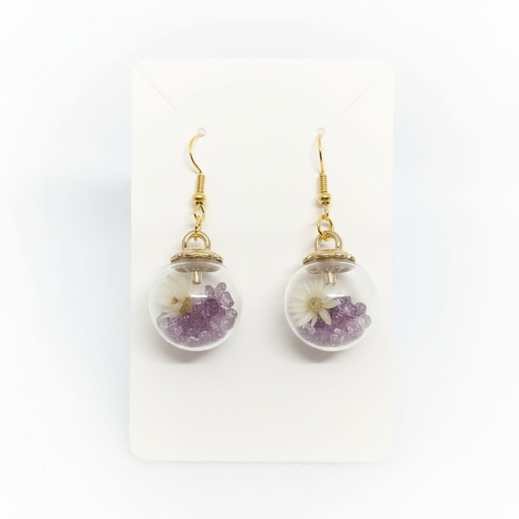 Ethereal Bloom & Amethyst Globe Earrings