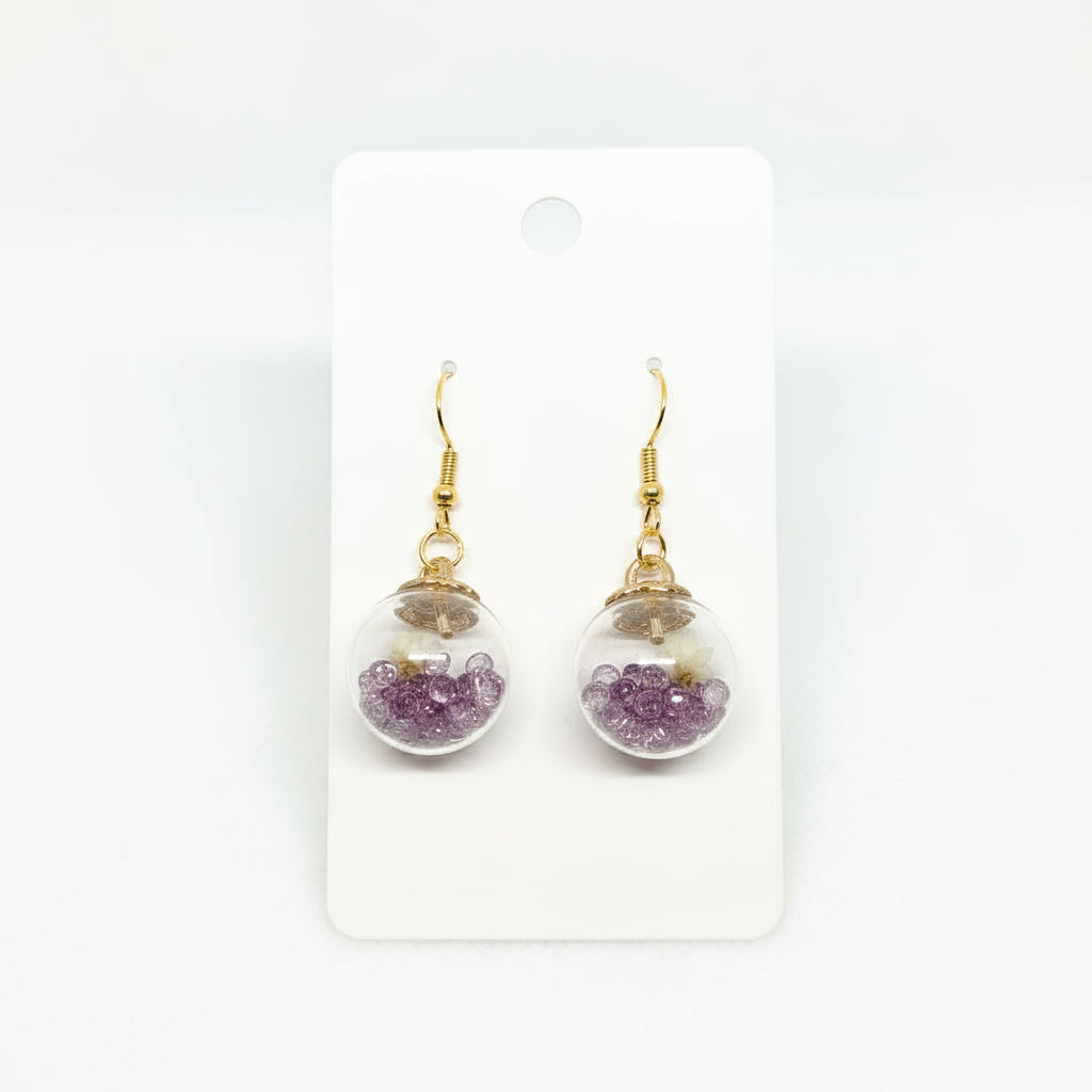 Ethereal Bloom & Amethyst Globe Earrings