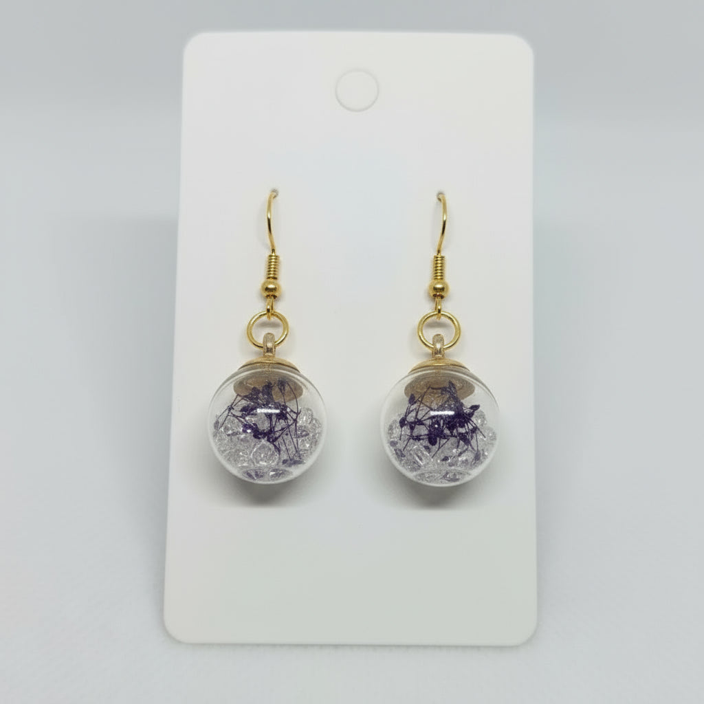 Botanical Petal & Crystal Globe Earrings