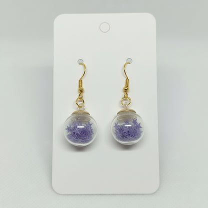 Purple Star Glitter Globe Earrings