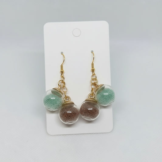 Seafoam & Brown Millibead Cluster Earrings