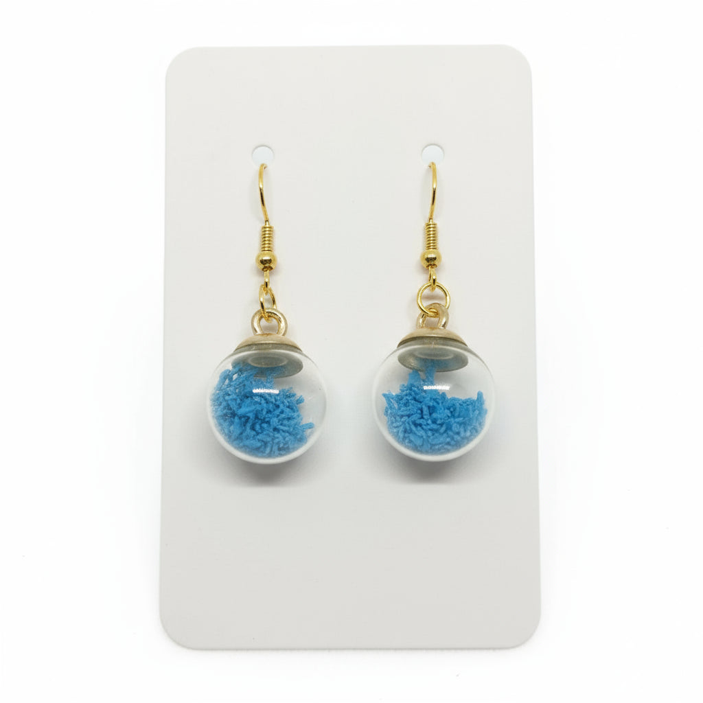 Blue Star Glitter Globe Earrings
