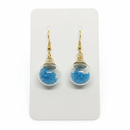 Blue Star Glitter Globe Earrings