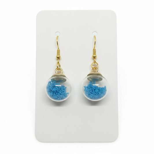 Blue Star Glitter Globe Earrings