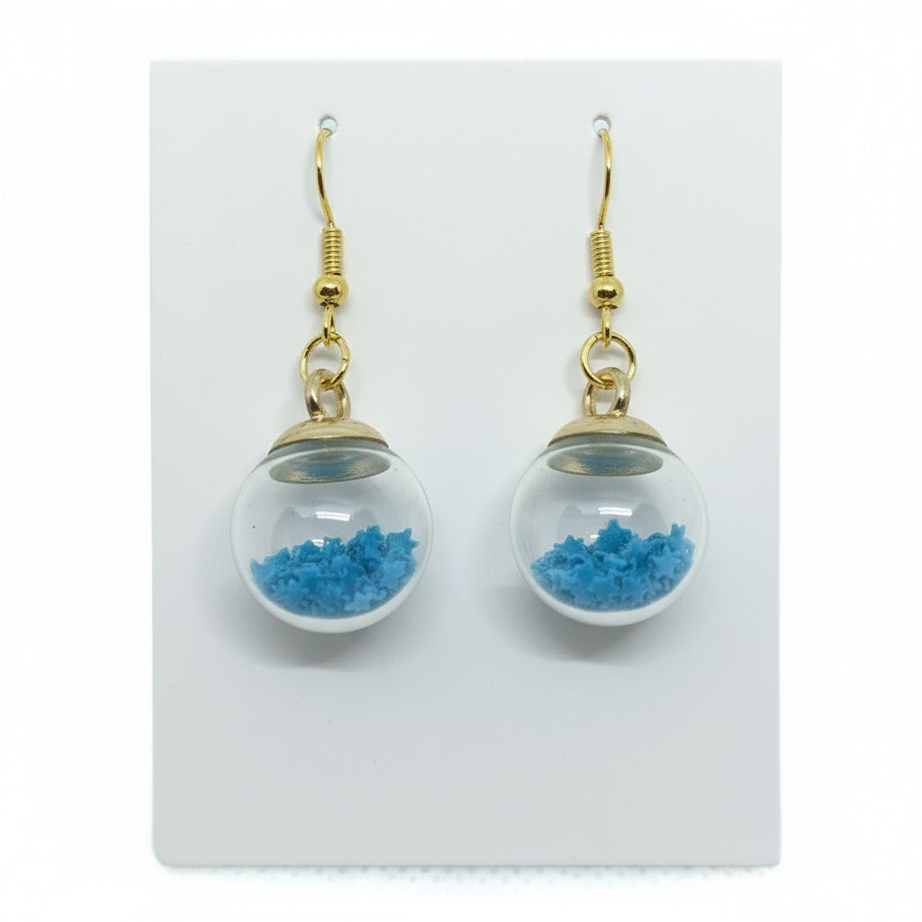 Blue Star Glitter Globe Earrings