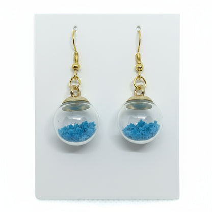 Blue Star Glitter Globe Earrings